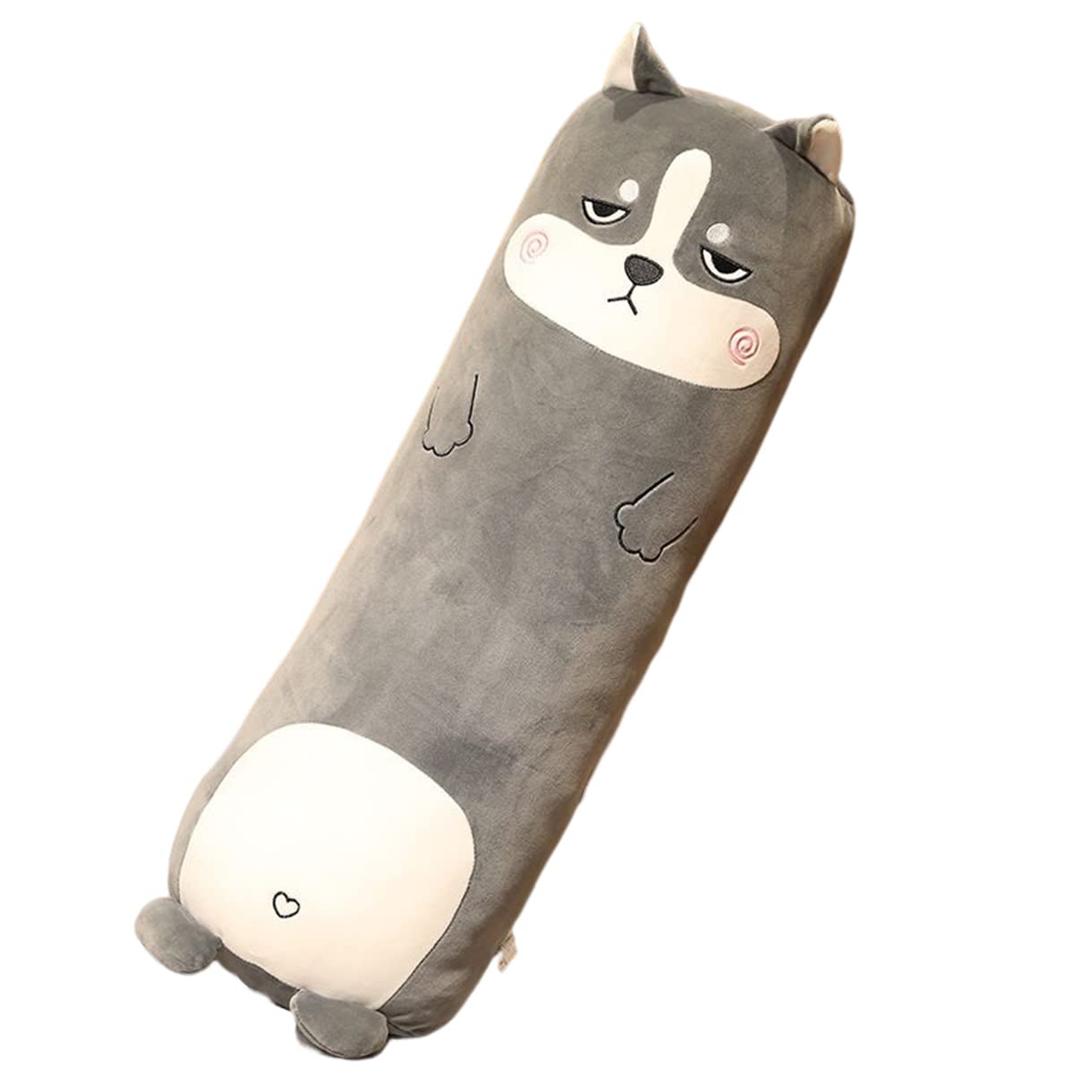 LVPU Kawaii Husky Long Body Pillow - 33.4" Plush Stuffed Animal - Soft, Huggable Comfort for Adults and Kids for Birthdays, Valentines - Cute and Fuzzy Boyfriend Pillow