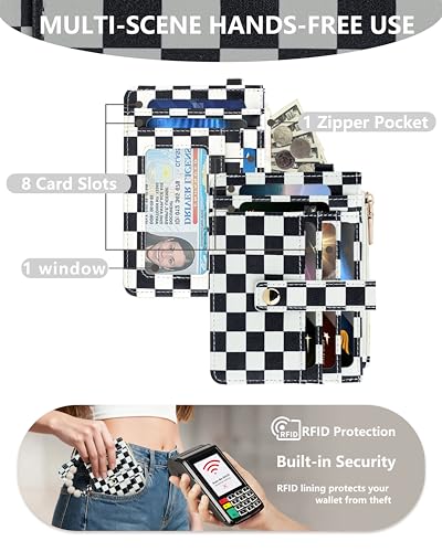 Image of Wristlet Wallets for Women Cute Keychain Wallet with AirTag Holder RFID Small Credit Card Holder Boho Beaded Wallet Keychain Wristlet