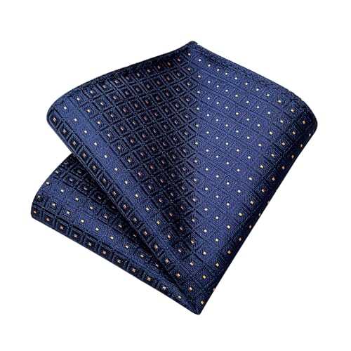 Image of DiBanGu Mens Silk Plaid Tie and Pocket Square Set | Elegant Silk Formal Tie Set, Woven Check Necktie and Cufflinks Tie Clip Set, Perfect for Wedding Party, Comes in Gift Box
