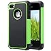 iPhone 4 Case, iPhone 4S Case, ULAK KNOX ARMOR Hybrid Dual Layer Protective Case Cover with Hard Plastic and Soft Silicone for iPhone 4S & iPhone 4 (Green/Black)