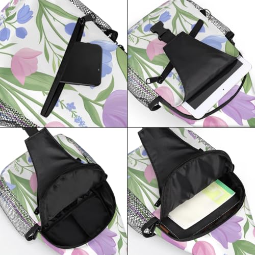Bolso cruzado unisex flores tulipán para senderismo y viaje miniatura 5