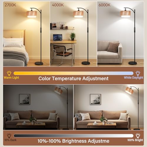 Image of SUNMORY Arc Floor Lamps for Living Room with 12W Remote and Dimmable Bulb
