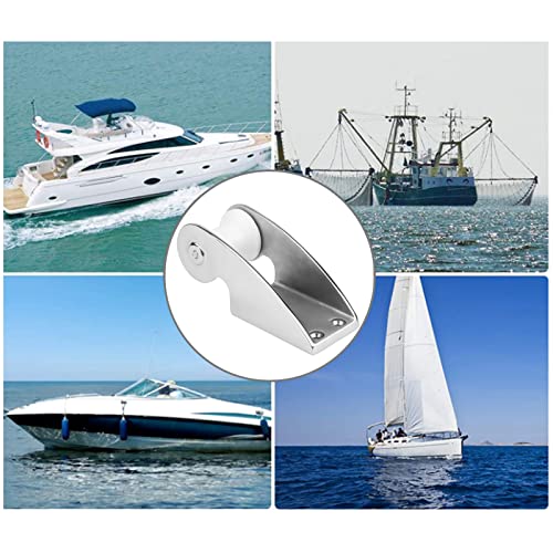 Image of Bow Anchor Roller, Stainless Steel 316 Stainless Steel Bow Anchor Fixed Bracket, Heavy Duty Setting and Retrieving Rubber Roller for Marine Yacht Docking