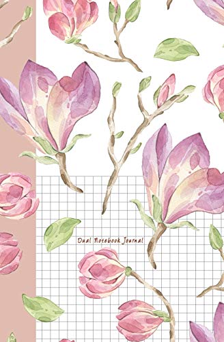 Dual Notebook Journal: Flower Journal Half Graph Paper 5x5 (four squares per inch 0.20” x 0.20”) And Half Blank Paper on the Same Page: Quadrille, ... Graph Grid, and Math Paper notebook Organizer
