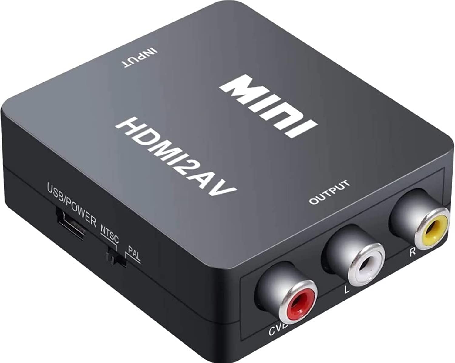 HDMI to AV RCA 1080P TV Audio CVBs Composite Video Converter Adapter Supports PAL/NTSC with Power Cable for PC Computer Laptop HDTV DVD