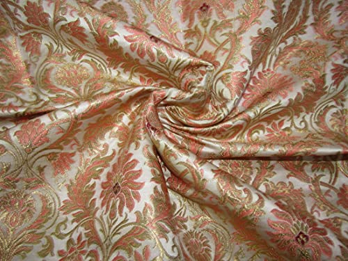 Brocart de soie lourde King KHAB ivoire et or tissu luxe de 91cm