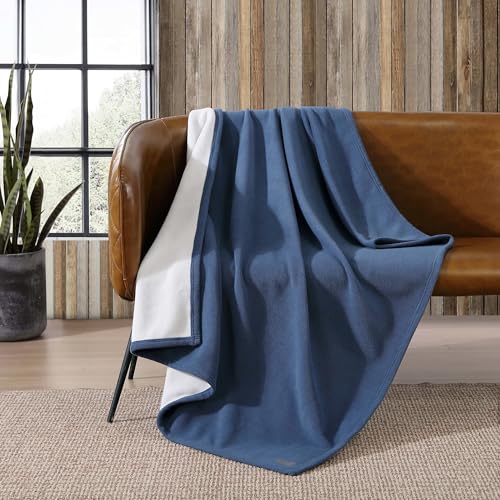 Eddie Bauer Ultra-Plush Collection Throw Blanket-Reversible Sherpa Fleece Cover, Soft & Cozy, Perfect for Bed or Couch, Blue/Light Grey