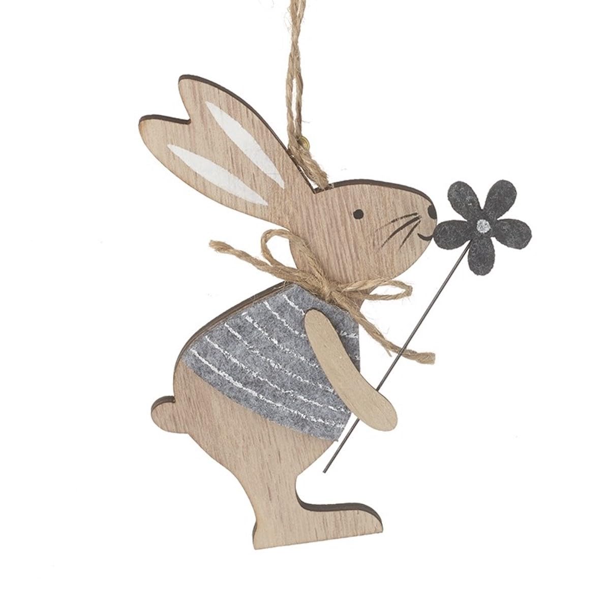 Heaven Sends Multicoloured Rabbit With Flower Wooden Easter Decoration