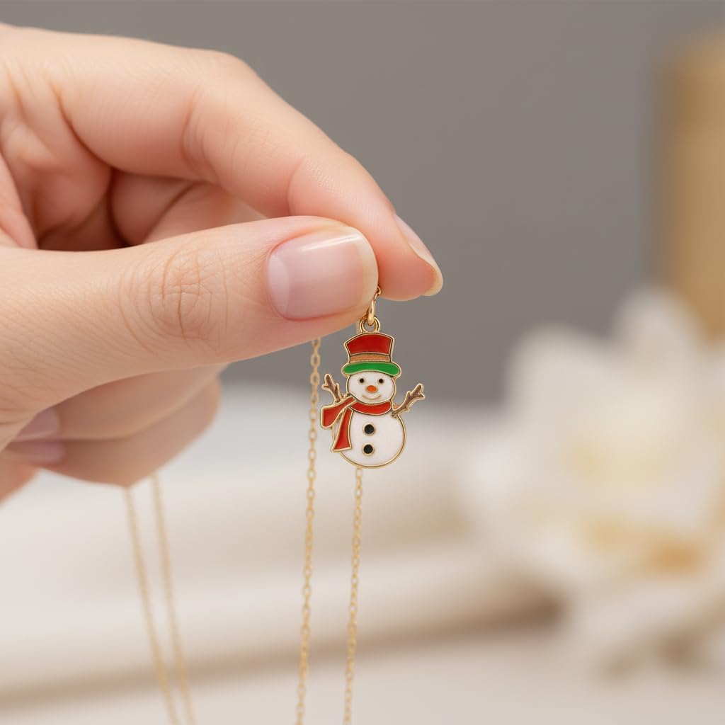 Silver Snowman Necklace, Enamel Holiday Pendant, Cute Winter Accessory, Christmas Gift for Her, Festive Winter Necklace - Image 3