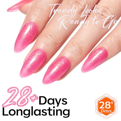 Image of modelones Glitter Rosy Pink Gel Nail Polish PGlitter Gel Nail Polish Soak-Off UV Gel Polish - 28+ Days Long-Lasting Salon-Quality Nail Art DIY Manicure & Gift 15ML