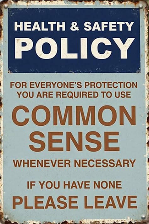 Amazon.com: Retro health and safety metal sign, common sense quotes ...