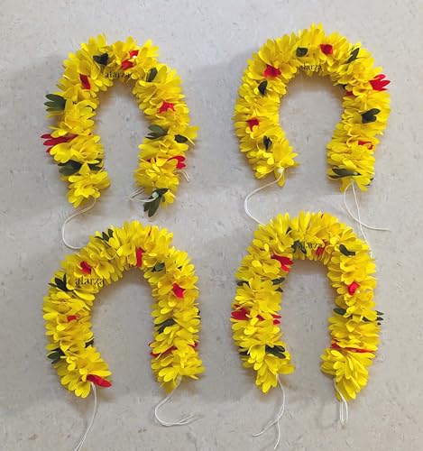 Image of Veni Gajra Hair Bun Artificial mogra Jasmine Juda Scrunchies For Women Pack 4 pieces (yellow)