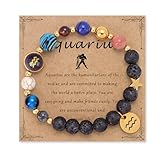 Bolinailo Aquarius Beaded Bracelets, Zodiac Bracelets for Women 12 Constellations Healing Crystal Stone Bracelet for Birthday, Aquarius Gifts for women, Aquarius Constellation Charm Gemstone Bracelet Jewellery