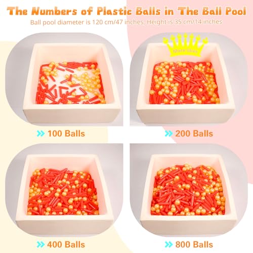 Heopeis Ball Pit Balls and Strips for Ball Pits, 120pcs Cute Plastic Star Toy Balls for Kids, Baby Toddler 1-3 Birthday, Bounce House, Play Tent, Baby Pool Water Toys, Party (Red Gold)