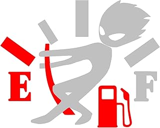 Reflective Funny Car Stickers, High Gas Consumption Decal, Angry Boy Adjusting Fuel Gauge, Fuel Gage Empty Stickers for Cars, Van, Trucks, Car Decals for Women Men 2 Pack 5.1"