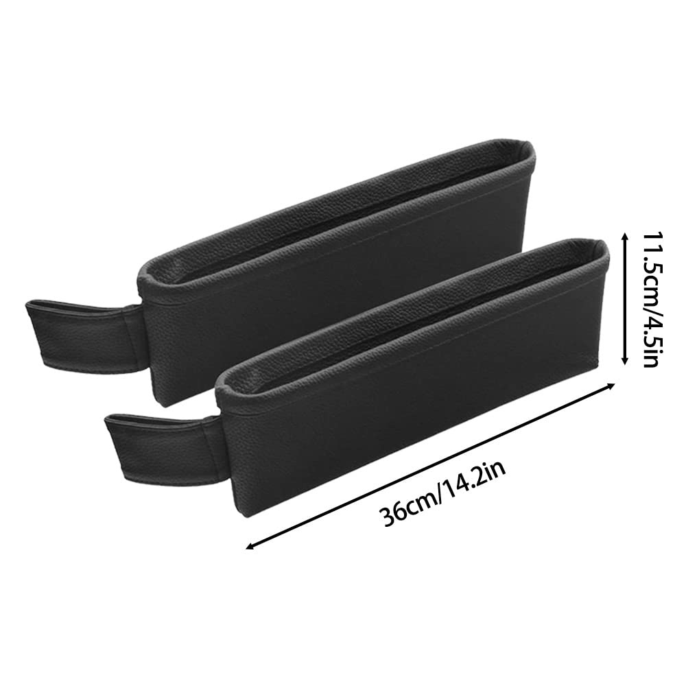 DONGKER Aufbewahrungsbox für Autositze, 2 Stück PU-Leder Car Seat Gap Filler, Vorder-Autositz Lückenfüller für Die Meisten Modelle von Autos, 36x11,5 cm