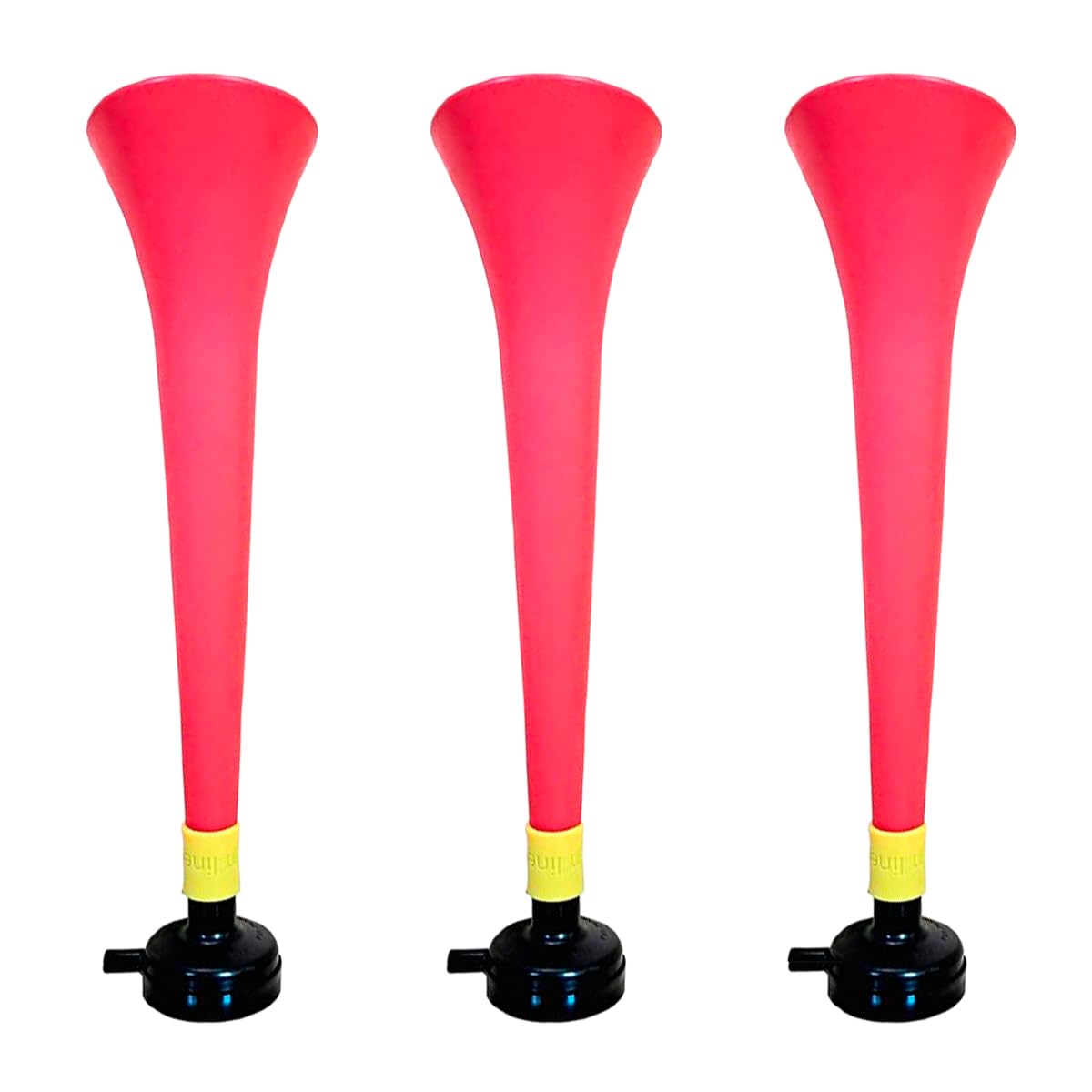 FUN FAN LINE - Pack 3 Resistant Plastic Vuvuzelas | Cheering Trumpets for Football, Sports Events and Parties | Extreme Noise Horn 120 DB | Party Favors for Fans (Belgium)