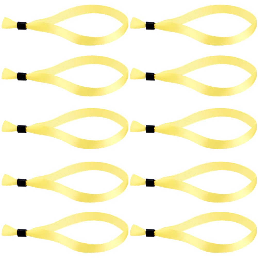CREATCABIN 100Pcs Yellow Event Wristbands Admission Bracelets Adjustable Polyester Cloth Activities Armbands Arm Hand Labels for Concerts Festival Admission Party Entrance Identification 7 x 0.6 Inch