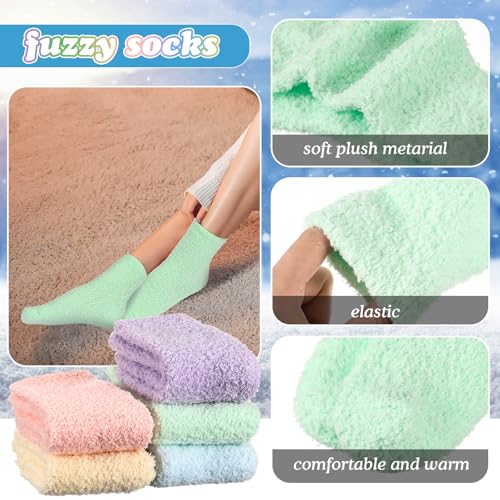 Foaincore 10 Pair Fuzzy Socks and Fuzzy Gloves Set Warm Plush Stocking Soft Gloves Home Sleeping Winter Slipper Socks3