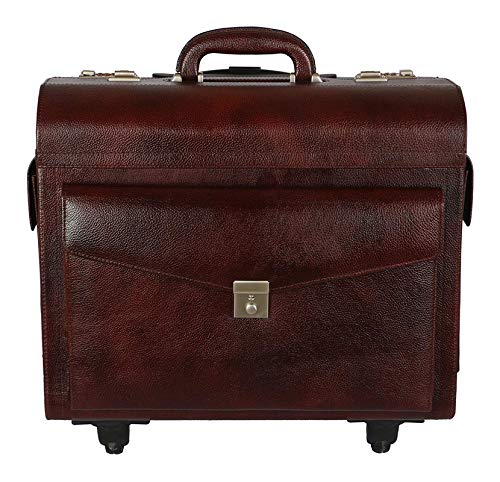 red cherry Genuine Leather Pilot Trolley Bag (Black,Brown,Tan)-picture-53