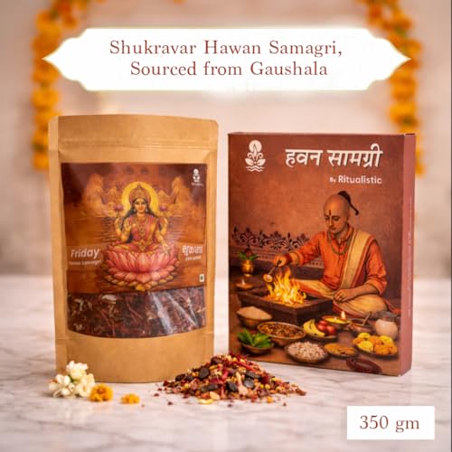 Image of Ritualistic Shukravar Lakshmi Shakti Rasa Hawan Samagri (350g) | Tulsi, White Rose, Sesame & Elaichi | Friday Puja Pack | Pure Natural Havan Samagri for Lakshmi Puja, Vaibhav Lakshmi Vrat & Diwali
