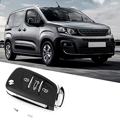 KIMISS 3 Button Car Remote Flip Key Fob Case Blade Cover Shell for Partner 306 407, Black, normal - Image 3