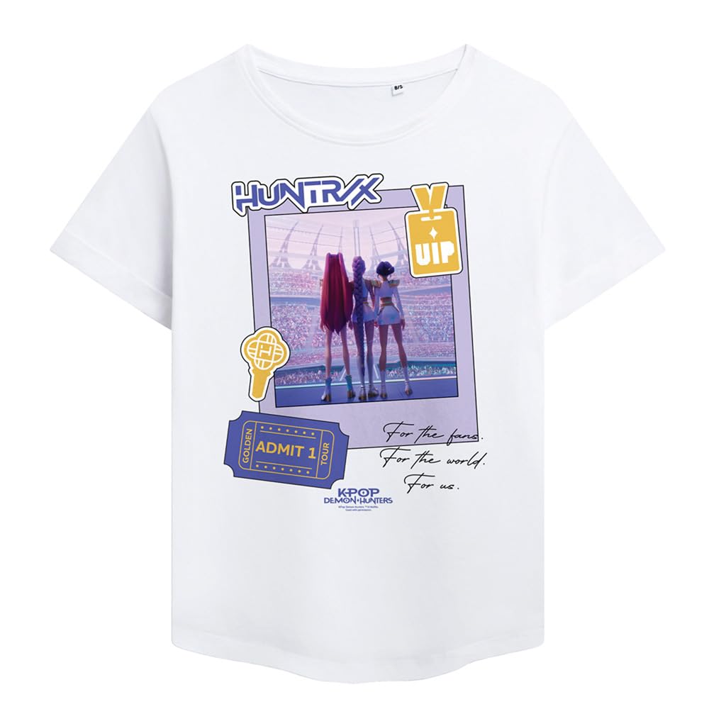 Kpop Demon Hunters Huntrix Golden Tour Ticket Ladies Fashion T Shirt, White, XX-Large
