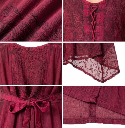 Image of Sakkas Magdilena Stonewashed Corset Front Embroidered Dress
