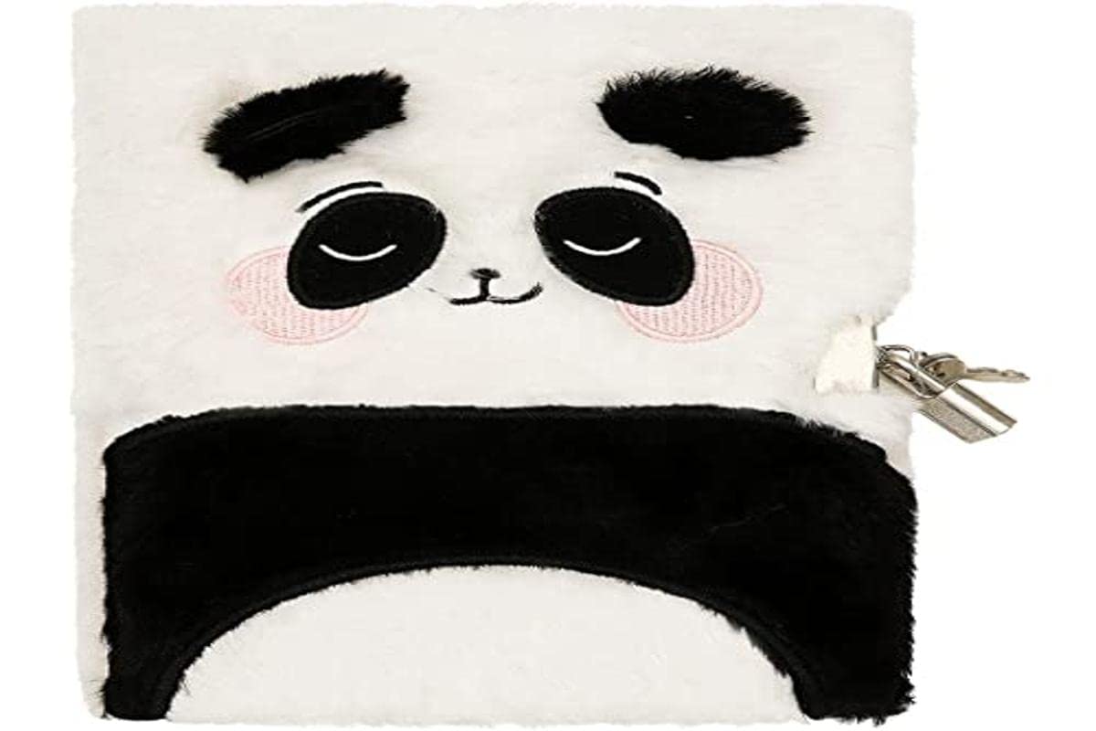 DRAEGER PARIS | Diario secreto blanco Peluche Panda | Diario con candado y llaves para secretos personales | Cuaderno regalo para niña, mujer