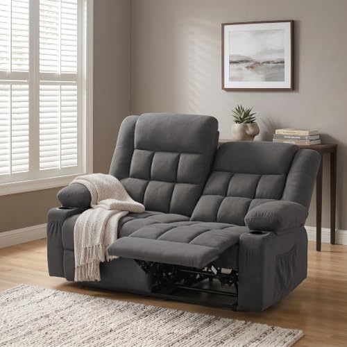 Loveseat Recliner Sofa, RV Double Recliner Couch with Reclining Loveseat