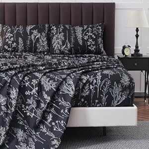 HYPREST Grey Black Sheets King,Deep...