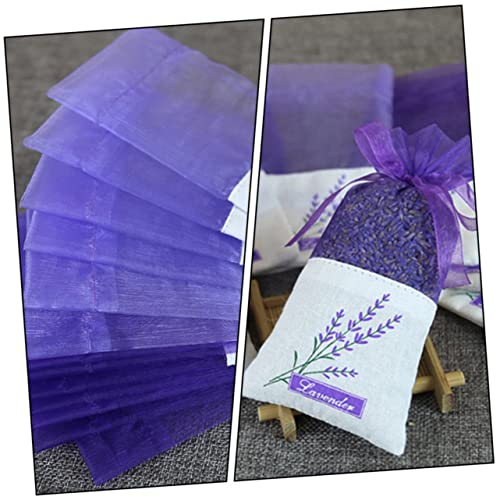 Hemobllo 22Pcs Bolsas de Seda de Lavanda con Cordón miniatura 4