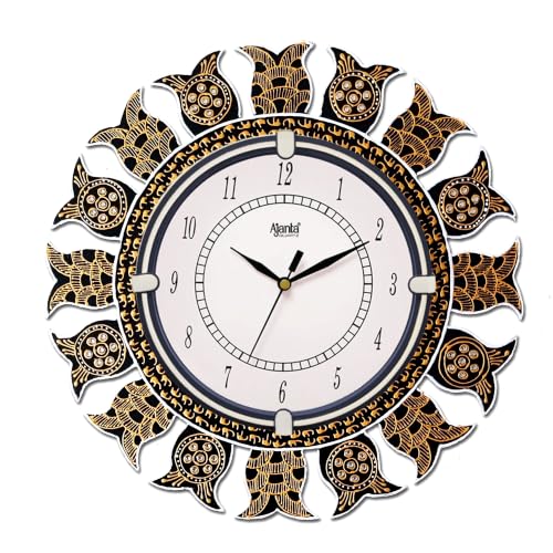Image of Ajanta Mandala MDF Wooden Wall Clock for Home Decor 33 cm
