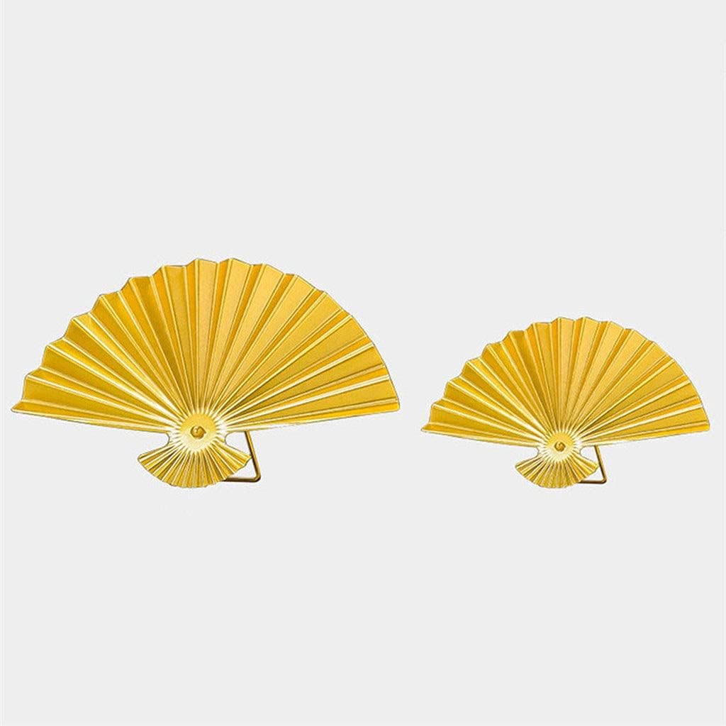 2 Pcs/set Nordic Round Ornaments Wrought Iron Fan-shaped Metal Crafts Living Room Home Decoration Accessories(2 Pcs-A)