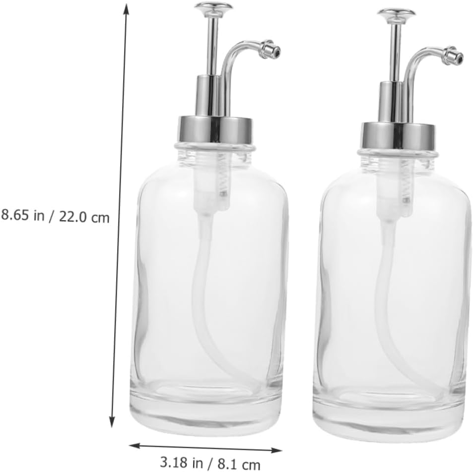 2pcs Glass Syrup Pump Dispenser Capacity Coffee Syrup Organizer Multi-use Kitchen Bottle