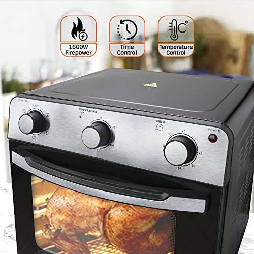 MaxxHome Mini-Backofen - Heißluft Mini Ofen - Heissluftfritteuse - Heißluftofen mit Einstellbare Temperatur - Backbleche + Grillrost - Kapazität 28L - 1600 W – Bild 6