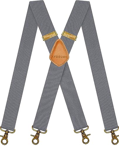 Ayosush Swivel Hook Suspenders For Men Heavy Duty Big And Tall Denim Blue Braces #TOP3