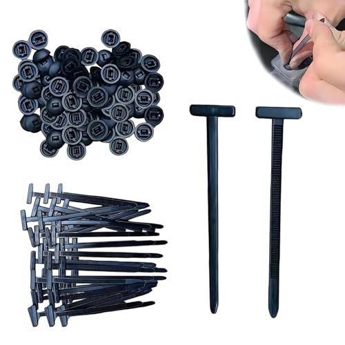 50 PCS Cable Tie Buckle Heavy Duty Self-Locking Nylon Universal Zip Ties Holder for Car Repair - UV Resistant Black Automotive Clips Fix Fenders/Engine Covers Without Tools (Black)