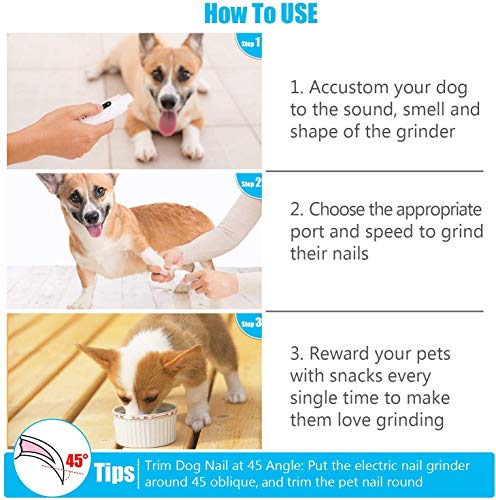 Dallfoll Dog Nail Grinder with LED Light, 3-Speed Electric Rechargeable Pet Nail Trimmer with Pet Nail Clipper and File, Painless Paws Grooming & Smoothing for Small Medium Large Dogs Pet