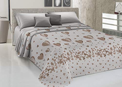 CapitanCasa Colcha de piqué ligera de verano, 100% algodón, fabricada en Italia, diseño de globo aerostático, individual, beige