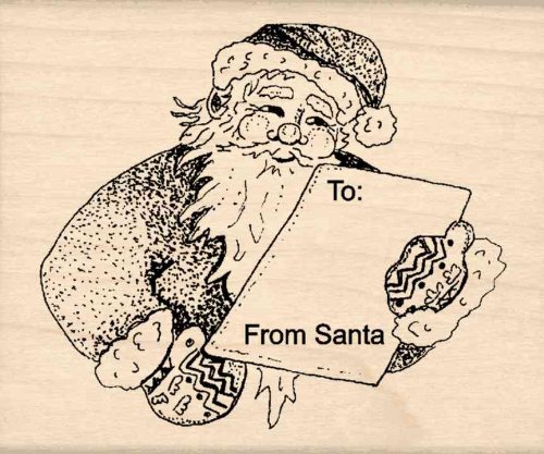 Stamps by Impression to: from: Santa Gift Tag Christmas Rubber Stamp ST 1243 2.5" x 3"
