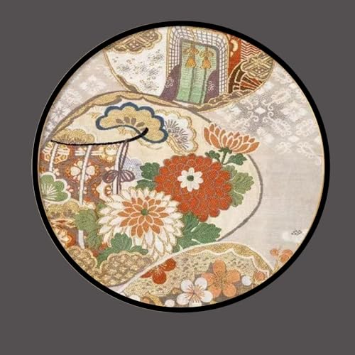Jinchuan 円形 和風 壁画 アートパネル 高級 インテリア絵画 壁掛け装飾 PVC/アルミフレーム 飾り絵 壁飾り 部屋飾り リビング 玄関 ダイニング