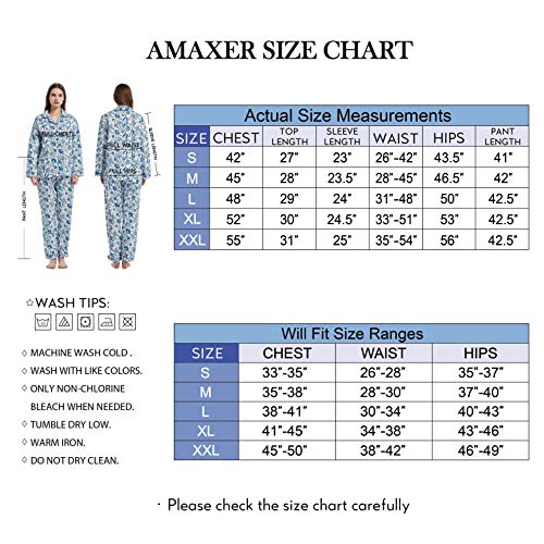 Amaxer Women's 100% Cotton Pajama Sets | Two-Piece Soft Long-Sleeved Pjs With Pants For All Seasons | Button Down Front Top And Drawstring Waist Bottom Nightwear #TOP5