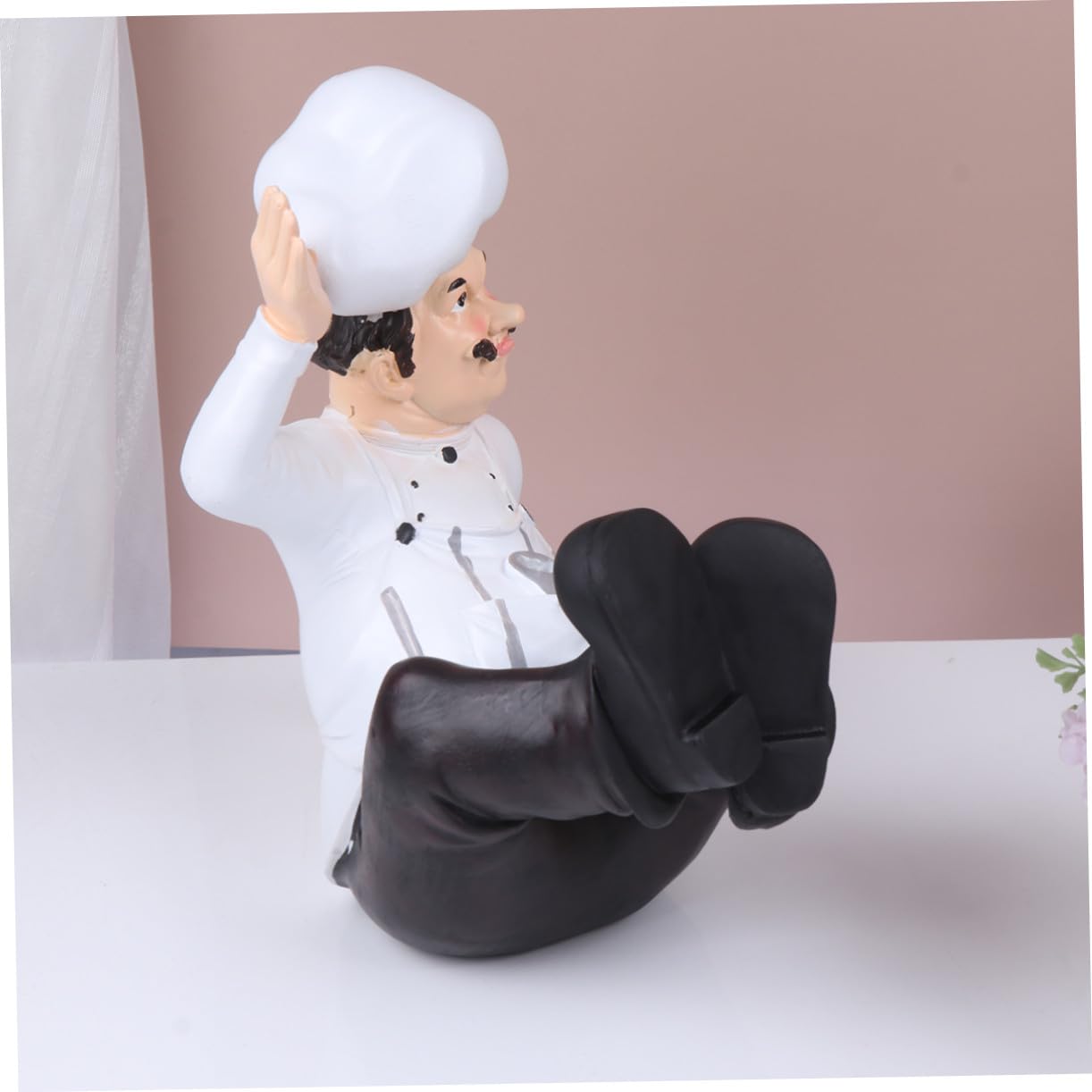 iplusmile Statua Chef in Resina Stile Europeo Decorazione Stabile per Cucina Ristorante e Casa Ornamento da Tavolo