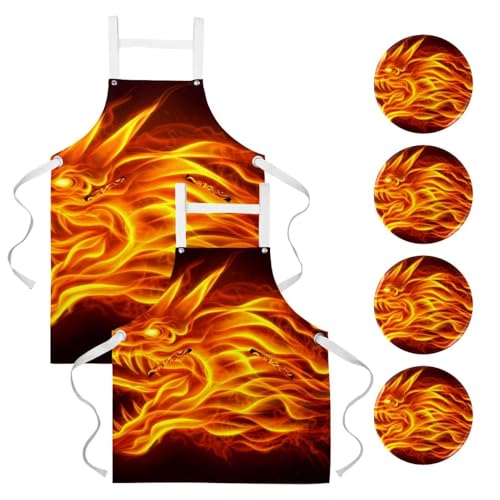 Tablier de serveuse réglable avec broches tête de dragon pour le nettoyage