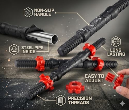 Image of Adjustable Dumbbell Set (8kg to 22kg) - All-in-One Strength Training Weights for Home Gym, Compact Space-Saving Design with Non-Slip Grip & Secure Locking System (Pair) (12 Kg)