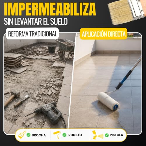 Miniatura 3 de 2l Revestimiento Sellador Impermeabilizante Híbrida Con Poliuretano, Pintura Impermeable Definitivo Terrazas, Techos Y Exteriores, Protección Fugas Goteras, 3 Colores Transparente, 2l