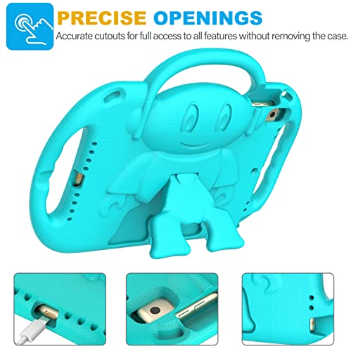 Image of SUPLIK Kids Case for iPad 9th /8th /7th Generation (10.2 inch, 2021 /2020 /2019), iPad 10.2 inch Kidproof Case with Shoulder Strap Handle Stand for Apple iPad 7 /8 /9 Gen, Cyan
