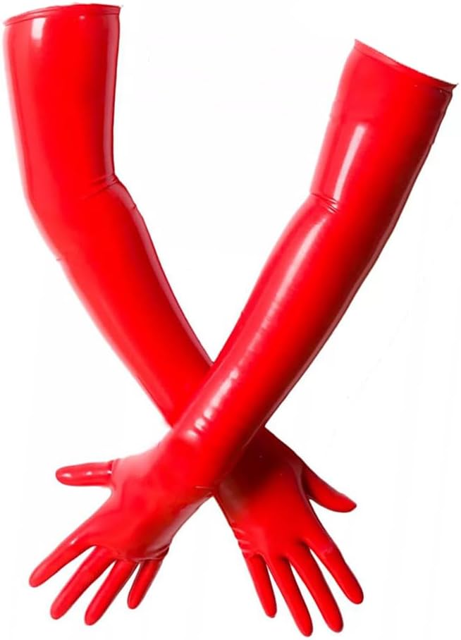 Women's Latex Black Long Gloves Outfits