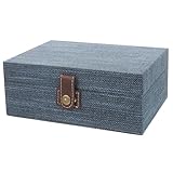 Holibanna Wooden Treasure Chest Box Rectangle Antique Wood Jewelry Storage Boxes European Decorative Storage Box Case Organizer Trinket Keepsake for Home Bedroom Decor Blue